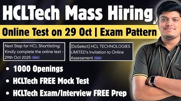 🔥HCLTech Online Exam Pattern | HCLTech FREE Mock Test | Exam From 29 Oct | No Exam Mail?