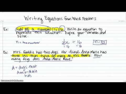 Writing Equations from Word Problems