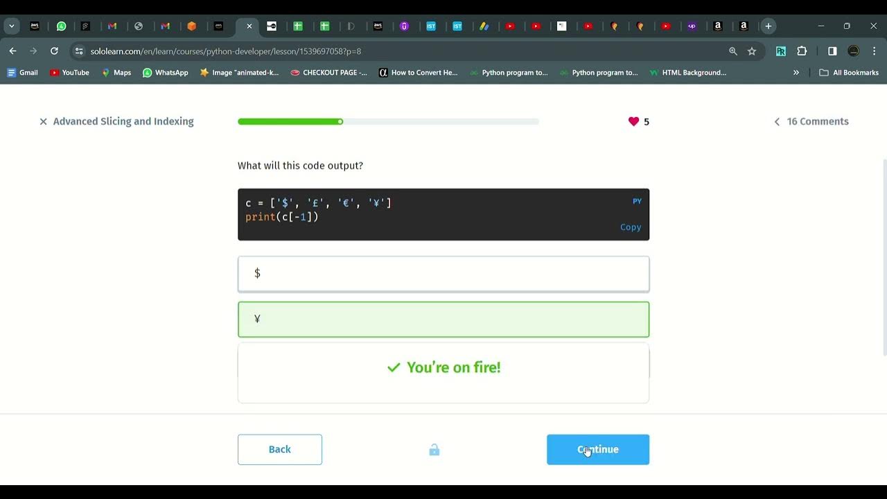59 Advanced Slicing and Indexing | Python Developer | Sololearn - YouTube