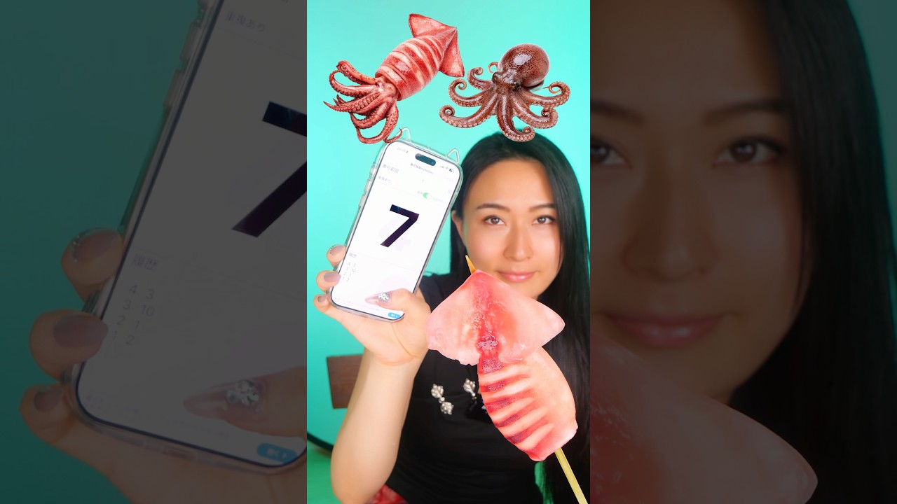 Eat 🦑 & 🐙 in __ bites!! #mukbang #seafood