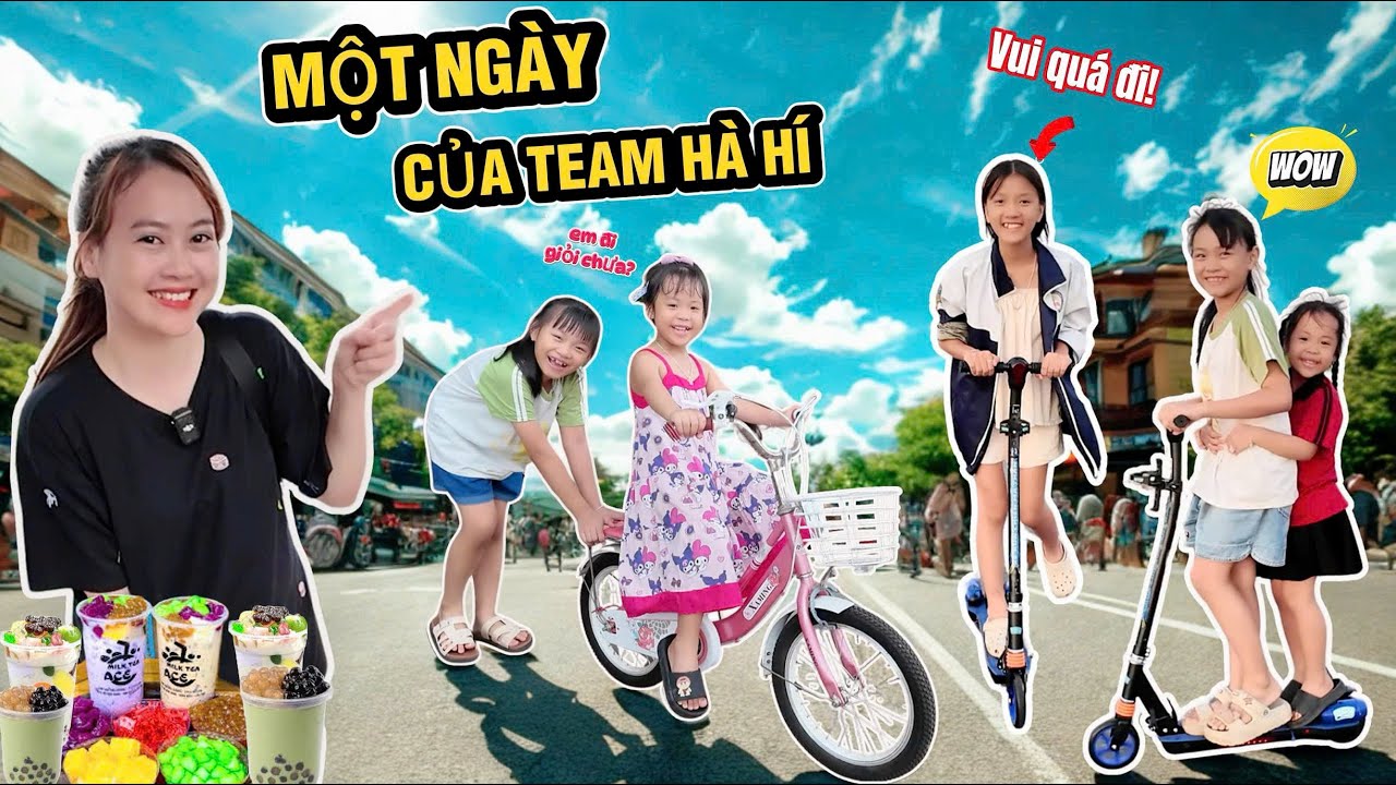 Một Ngày Của Team Hà Hí 🚲 Hướng Dẫn Mint Vy Tập Đi Xe & Trải Nghiệm Lái Scooter Quanh Xã Mua Tà Tữa