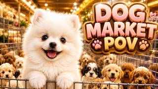 Busy Dog Market POV Cute Puppies and Pet Stalls