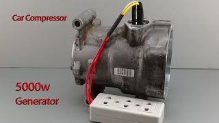 I turn the car compressor into 220v 5000w electric generator | 3 Technology
