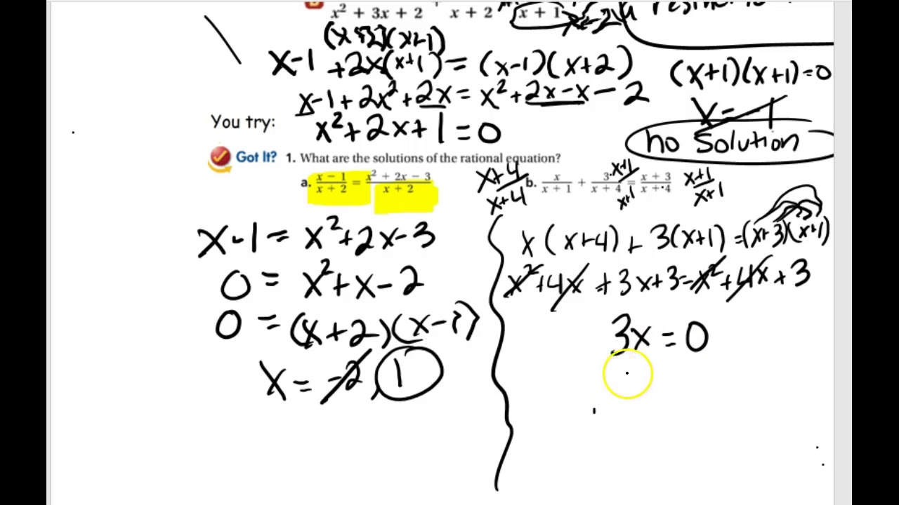 Algebra 2 Solving Rational Equations - YouTube