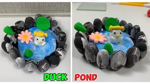 Polymer clay duck pond tutorial/ Air dry clay chick pond scenery craft ideas/ clay tutorial