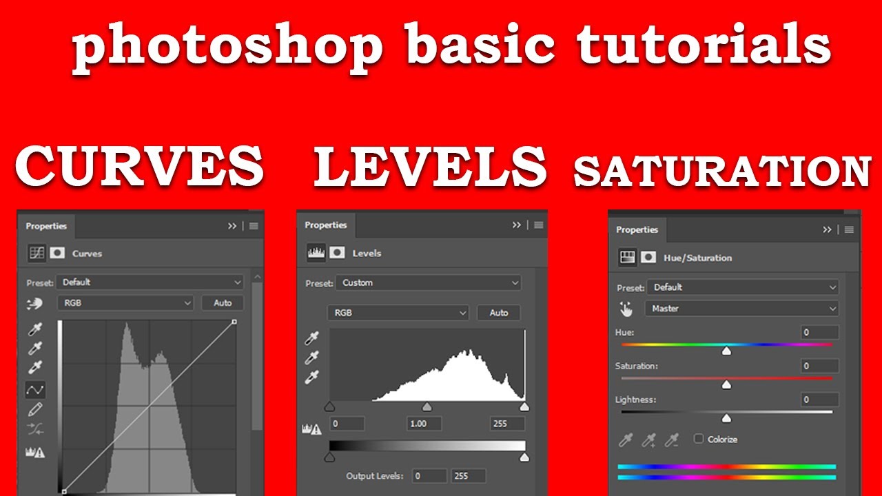 Use the Levels adjustment, Curves, and saturation
