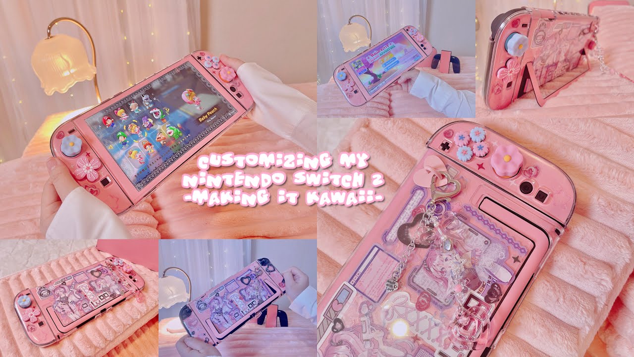 Customizing My Nintendo Switch 2 - Making it Cute + Scrapbook Stickers & Skins | Y2K Charms 🌷