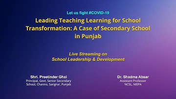 Live Interaction on PMeVIDYA : Leading Teaching Learning for School Transformations in Punjab