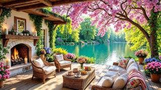 Cozy Spring Porch Ambience 🌿 Relaxing Piano Music & Crackling Fireplace for Relaxation screenshot 4