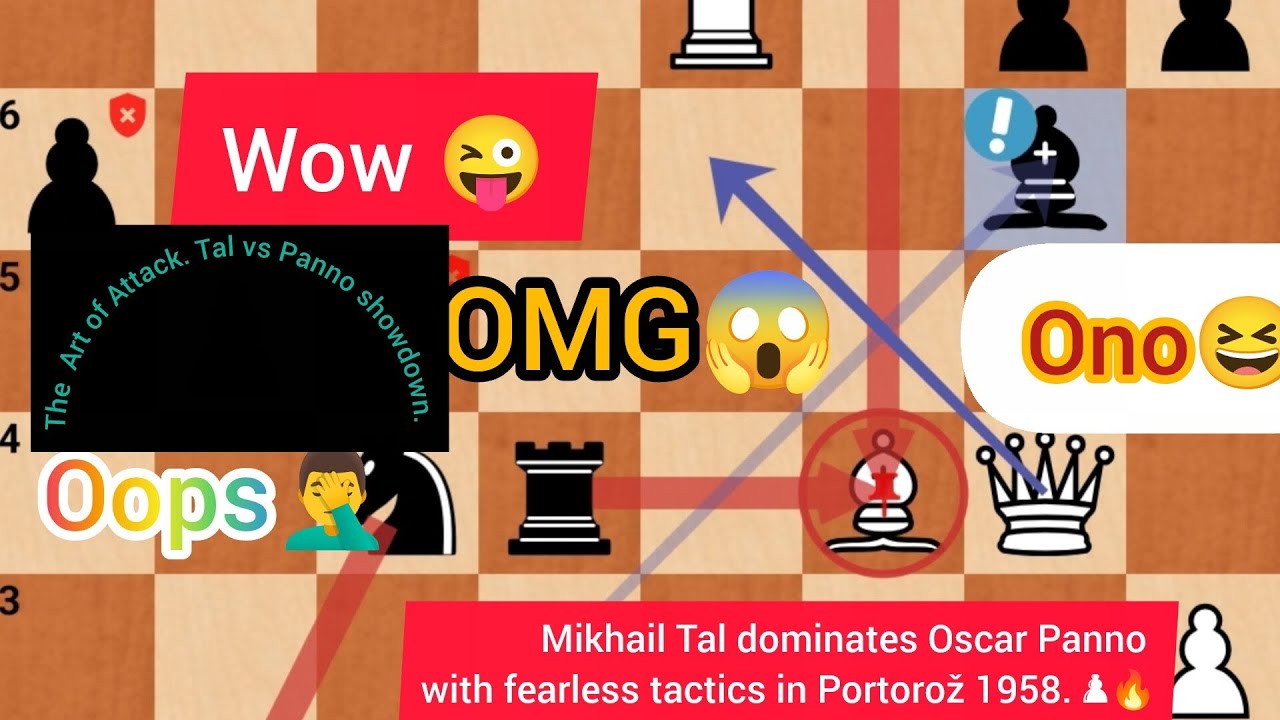 Mikhail Tal sacrifices, attacks, and conquers against Oscar Panno and attack with Queen👸👑👑👑👑👑👑👑♟️🔥