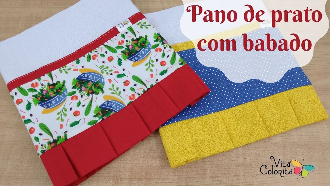 Passo a passo | Pano de prato - barrado com babado de pregas fácil