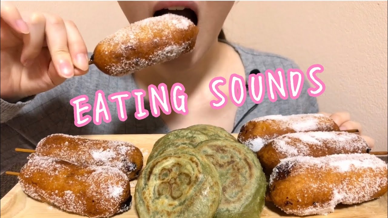 《Eating sounds》みたらしドッグ!焼き梅ヶ枝餅!Deep fried sweet rice dumpling!Sweet red bean mochi!