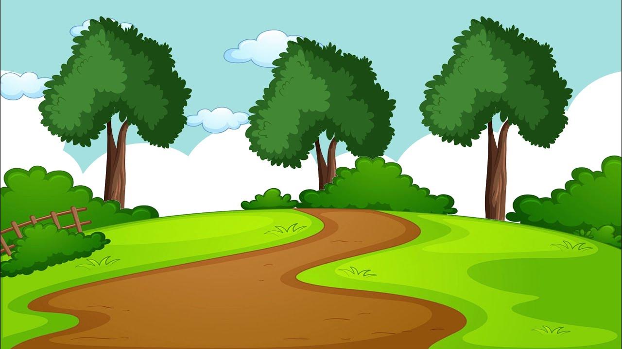 2d Cartoon Motion Graphic Background Sky Tree Nature Cartoon Loop Video