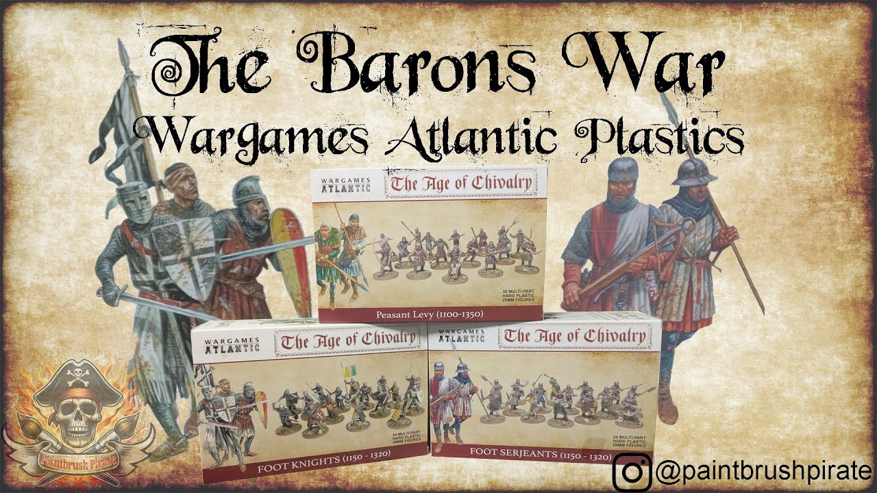 The Barons War – Caballeros Montados (1150-1320) Wargames Atlantic, 12 Miniaturas De 28mm Para Pintar Y Montar