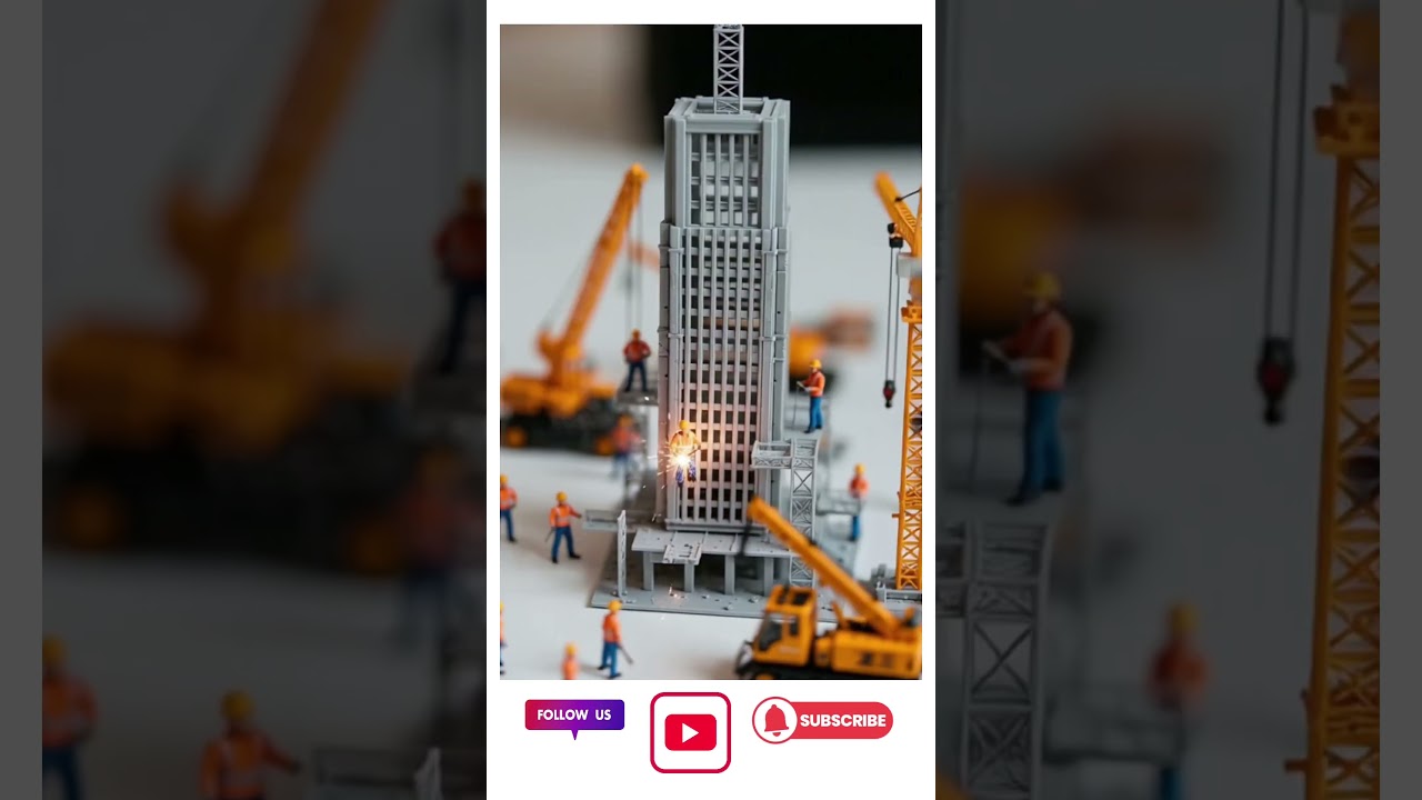 Mini Skyscraper Build: Hyper-Real Cartoon Scene 🏗️🛠️