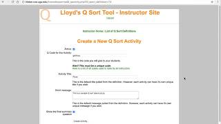 Lloyd's Q Sort Tool Web Portal - Demonstration for Instructors