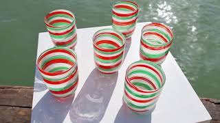 Set of 6 glassware Original Murano Glass handmade in Venice Italy
