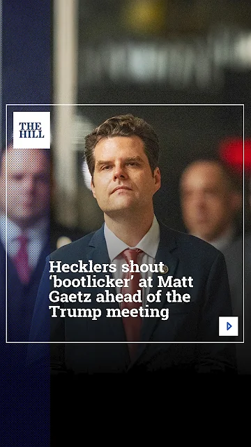 Hecklers Shout ‘Bootlicker’ At Matt Gaetz Ahead Of The Trump Meeting