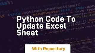 python code to update excel sheet