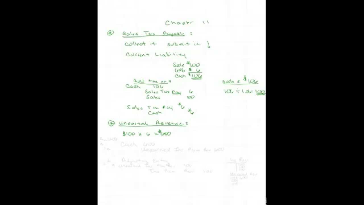 Sales Tax Payable & Unearned Revenue