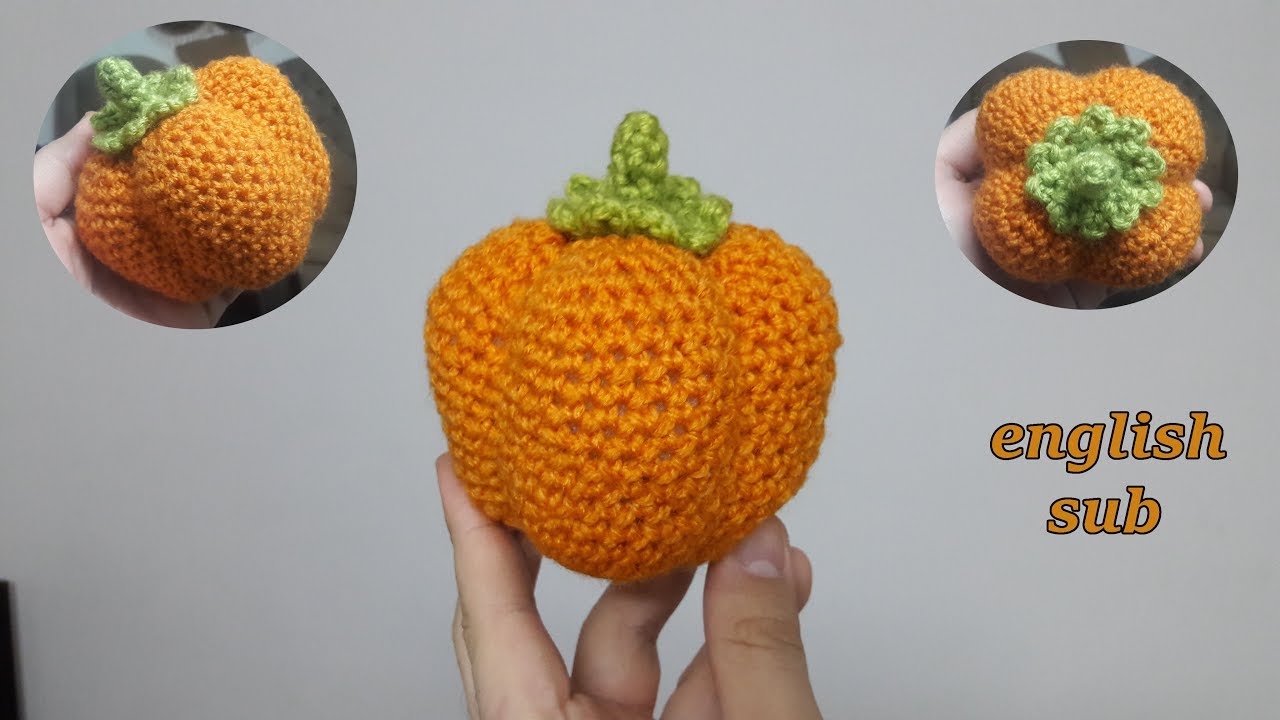 كروشيه فلفل حلو احترافي و رائع 😍+ البترون مكتوب 📜