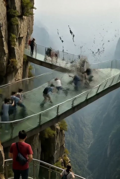 Gempa Bumi Mengguncang! Jembatan Kaca Ambruk, Wisatawan Terjun Bebas 😱 #shorts  #indonesia