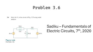 Problem 3.6 - Fundamental of Electric Circuits (Sadiku 2020) 7th Ed - Nodal Analysis