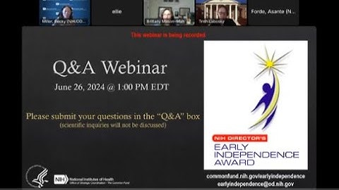 FY2025 NIH Director’s Early Independence Award Q&A Webinar