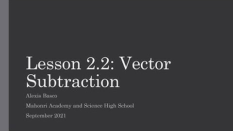 GenPhys1 Lesson 2.2:  Vector Subtraction
