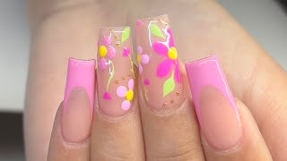 Spring Gel X Nails | Easy Flower Nail Art | Gel X Nail Tutorial