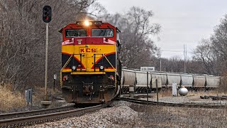 KCSM 4075 (SD70ACe) Leads a BNSF Grain Train - Colona, IL