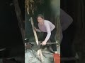 #I used an axe to chop firewood make a fire and cook rice
