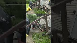 Deck suddenly collapses as deputies try to serve arrest warrant