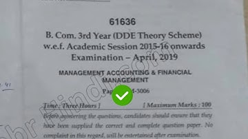 2019 Mdu BCom DDE 3rd Year Management Accounting & Financial Management Question Paper