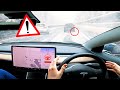 Heavy rain makes Tesla Autopilot swerve off road! BAD WEATHER UK TEST