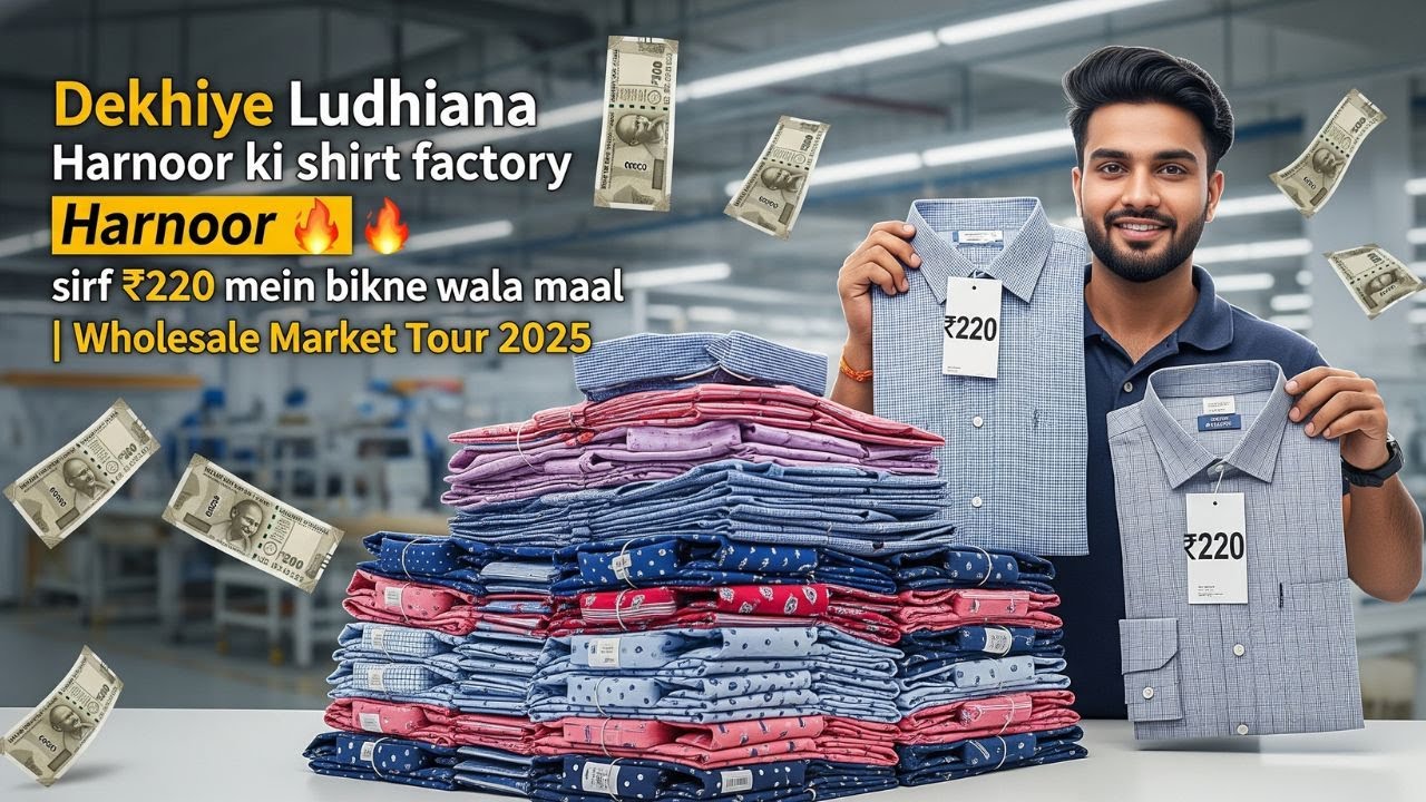 देखिए लुधियाना हरनूर की शर्ट फैक्ट्री 🔥 सिर्फ ₹220 में बिकने वाला माल | Wholesale Market Tour 2025 