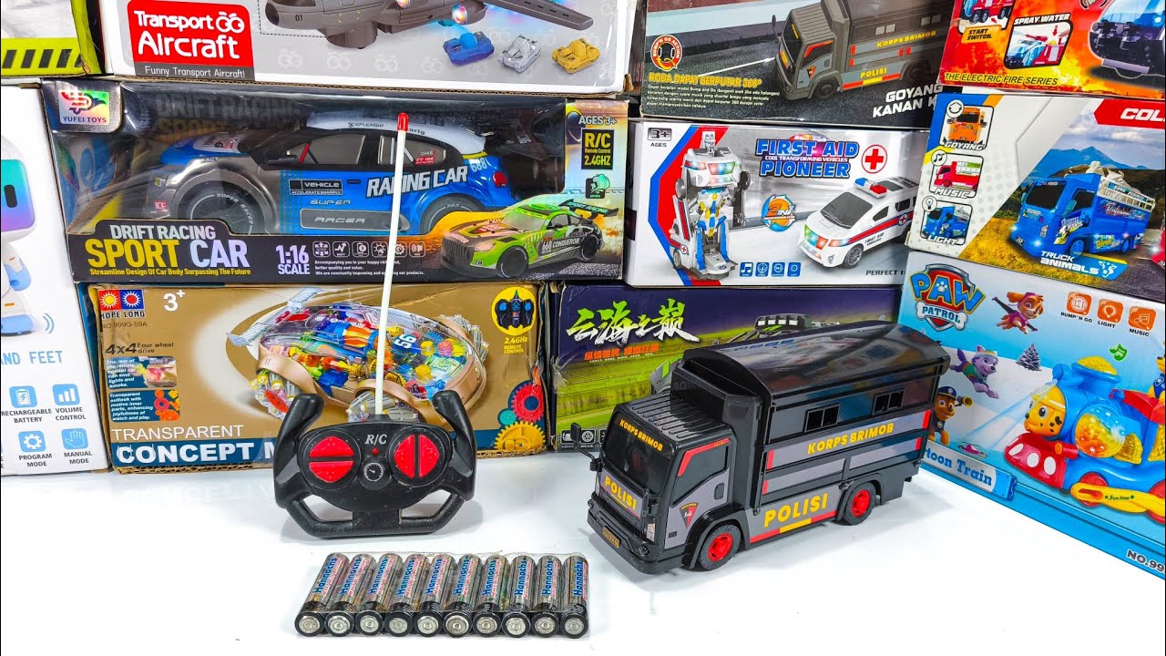 UNBOXING Brimob Car electric, Rc Racing Car, Rc Stunt Car, Rc Tank Military, Fire Rescue car Squad 