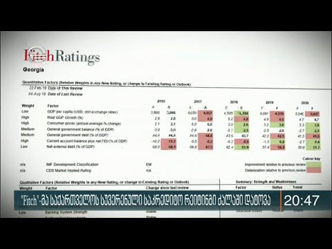 ''Fitch''-მა საქართველოს სუვერენული საკრედიტო რეიტინგი ძალაში დატოვა