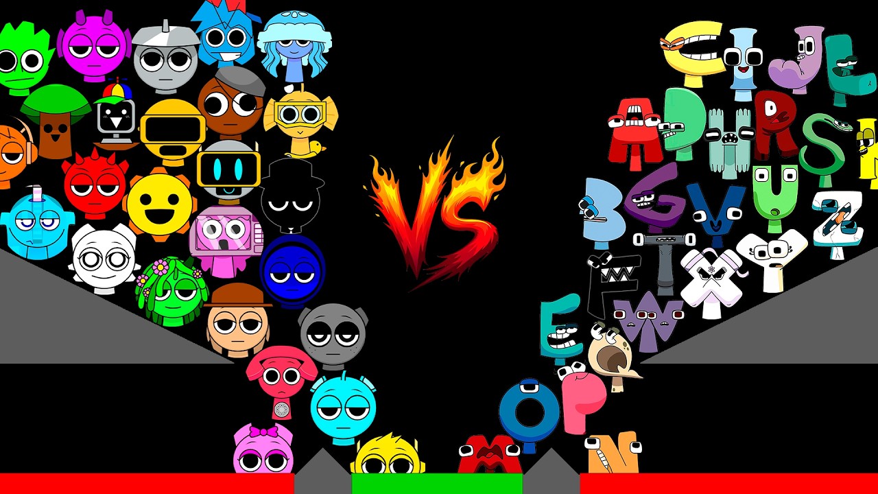 26 SPRUNKI VS 26 SPRUNKI ALPHABET LORE Marbles in Algodoo Marble Race!