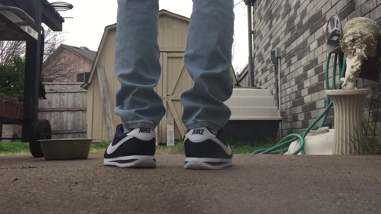 Cortez Obsidian On Foot With Nike Socks - YouTube