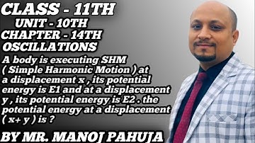 A body is executing SHM ( Simple harmonic Motion ) . At a displacemnt x , its Potential energy is