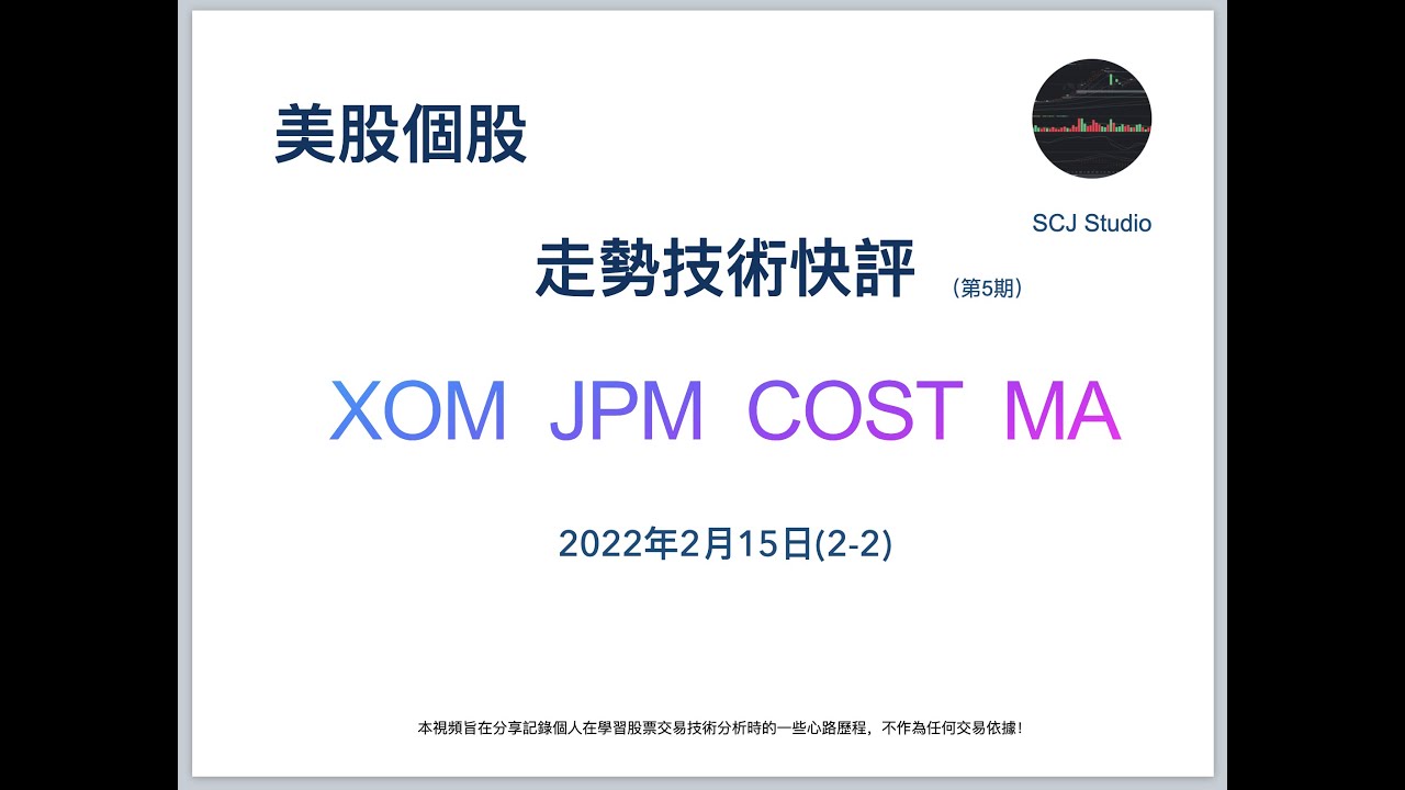 XOM JPM COST MA 美股 個股技術快評 （第5期） 2022年 2月15日(2-2)