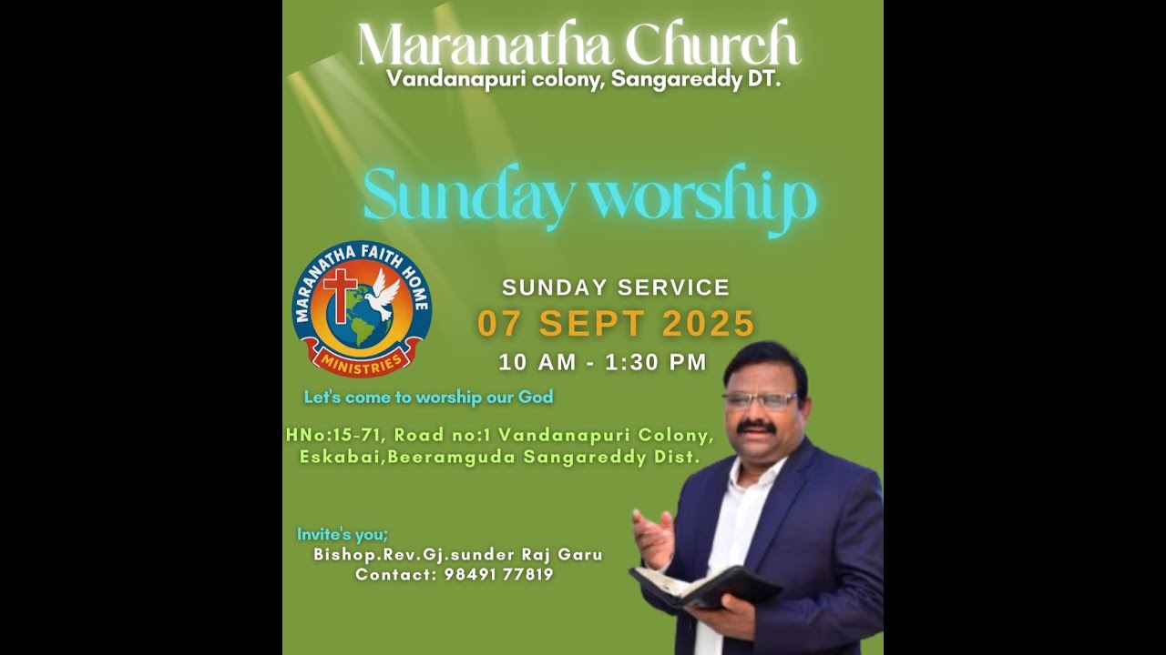 Maranatha Faith Home Ministries Live Stream Bishop Rev Dr. Sunder Raj ...