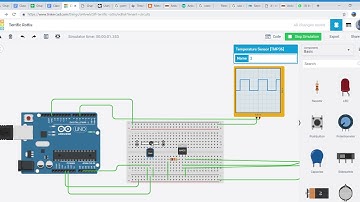 Circuits Tinkercad  - MTP 36 + Variación de temperatura en osciloscopio