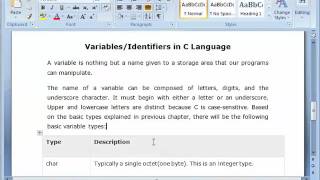 C language in Urdu/Hindi 03 - Variables and Identifiers