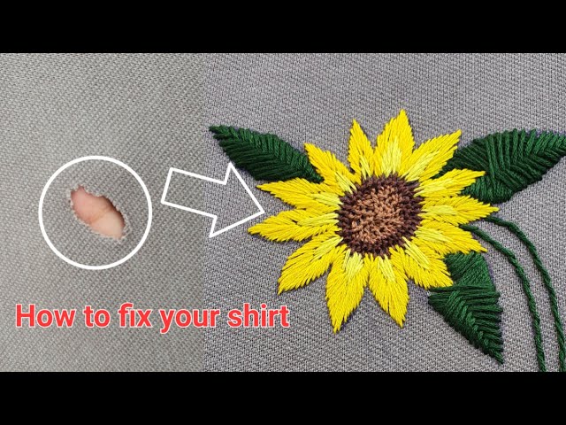 How to turn a shirt hole into beautiful embroidery flower/Flower