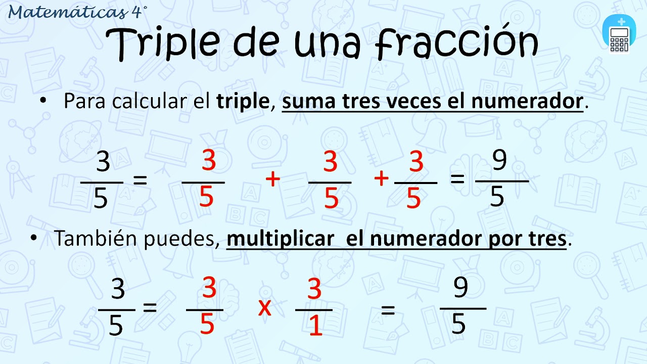 Doble, triple y cuádruple de una fracción. - YouTube