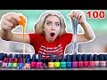 MIXING 100 NAIL POLISHES INTO CLEAR SLIME! MOST SATISFYING SLIME VIDEO! SO COLORFULL | NICOLE SKYES