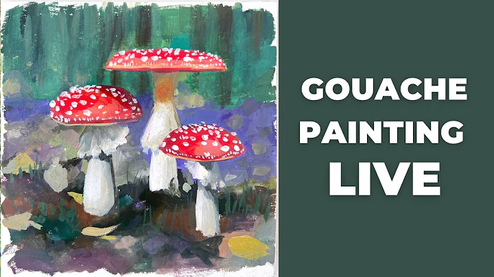 LIVE - How to paint mushrooms with gouache - real time painting tutorial