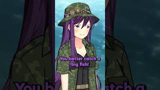 Monika uses NATSUKI as FISHING BAIT🐟(DDLC Voiced Animation) #ddlc #shorts